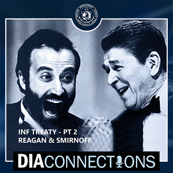 Image portait of Ronald Reagan and Smirnoff together. laughing.