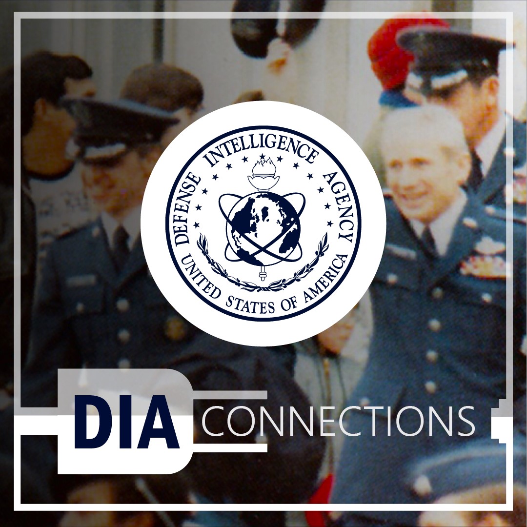 Image of uniformed men with D-I-A Seal and title. D-I-A Connections.